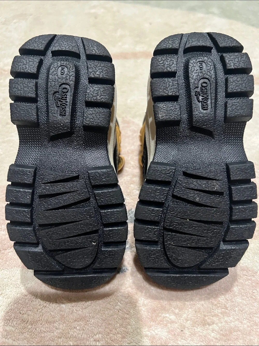 WORN ONCE Toddler Boots (6M) Yellow and Black High-Top with Hook-and-Loop Strap